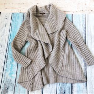 Vittadini Sweater Cardigan Gray Lambswool Draped